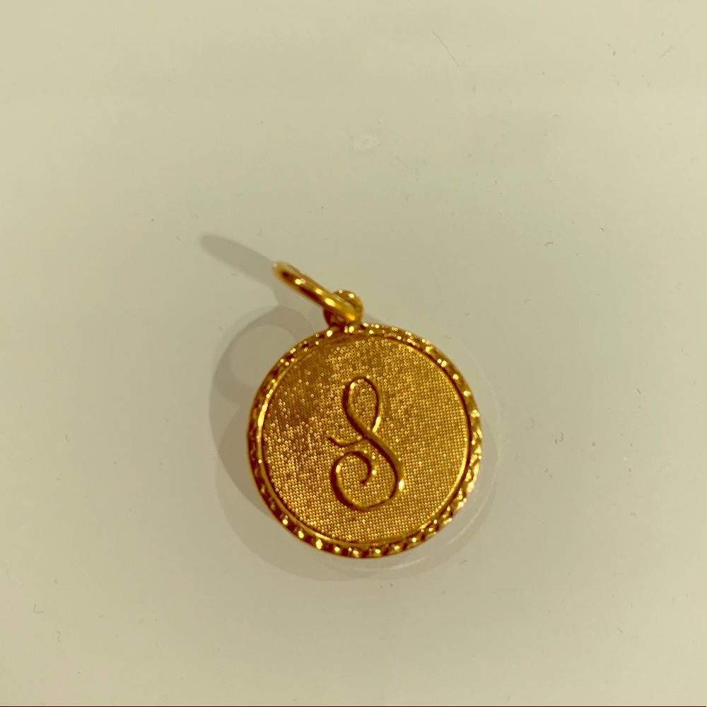 Gold “S” charm pendant